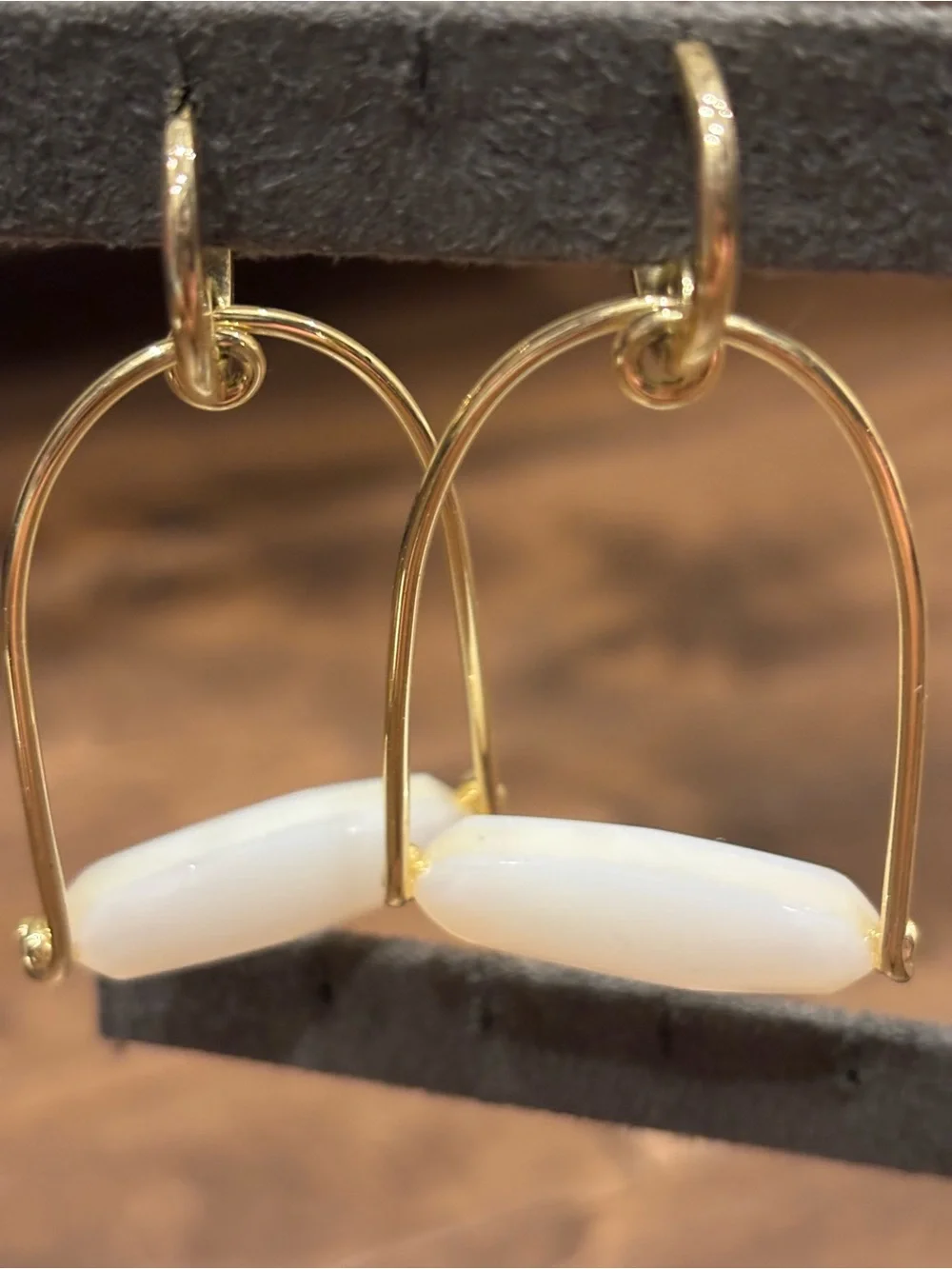 Kendra Scott Gold Hoop Drop Earrings with White Stone Accent